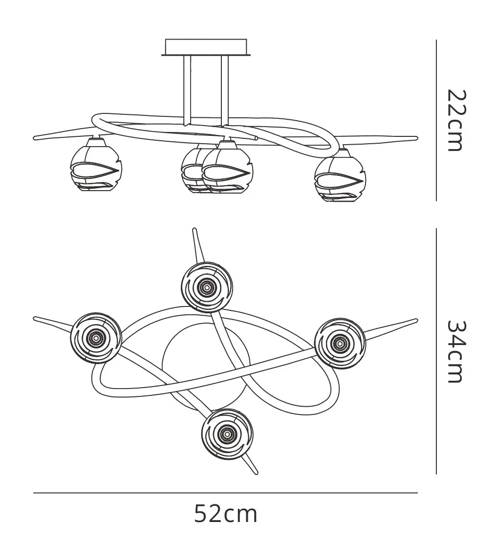 Loop Ceiling 4 Light M1803  Mantra Loop CH